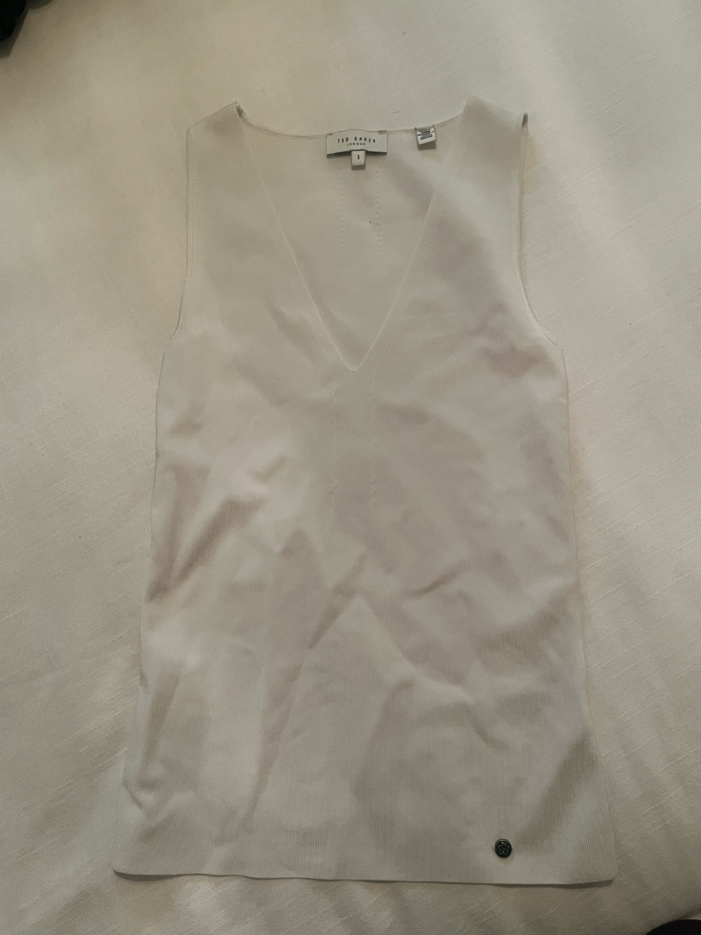 Ted Baker London Cream V-Neck Sleeveless Shell Top